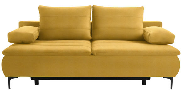 BOXSPRINGSOFA Flachgewebe Currygelb - Currygelb/Schwarz, KONVENTIONELL, Textil/Metall (204/93/100cm) - Novel