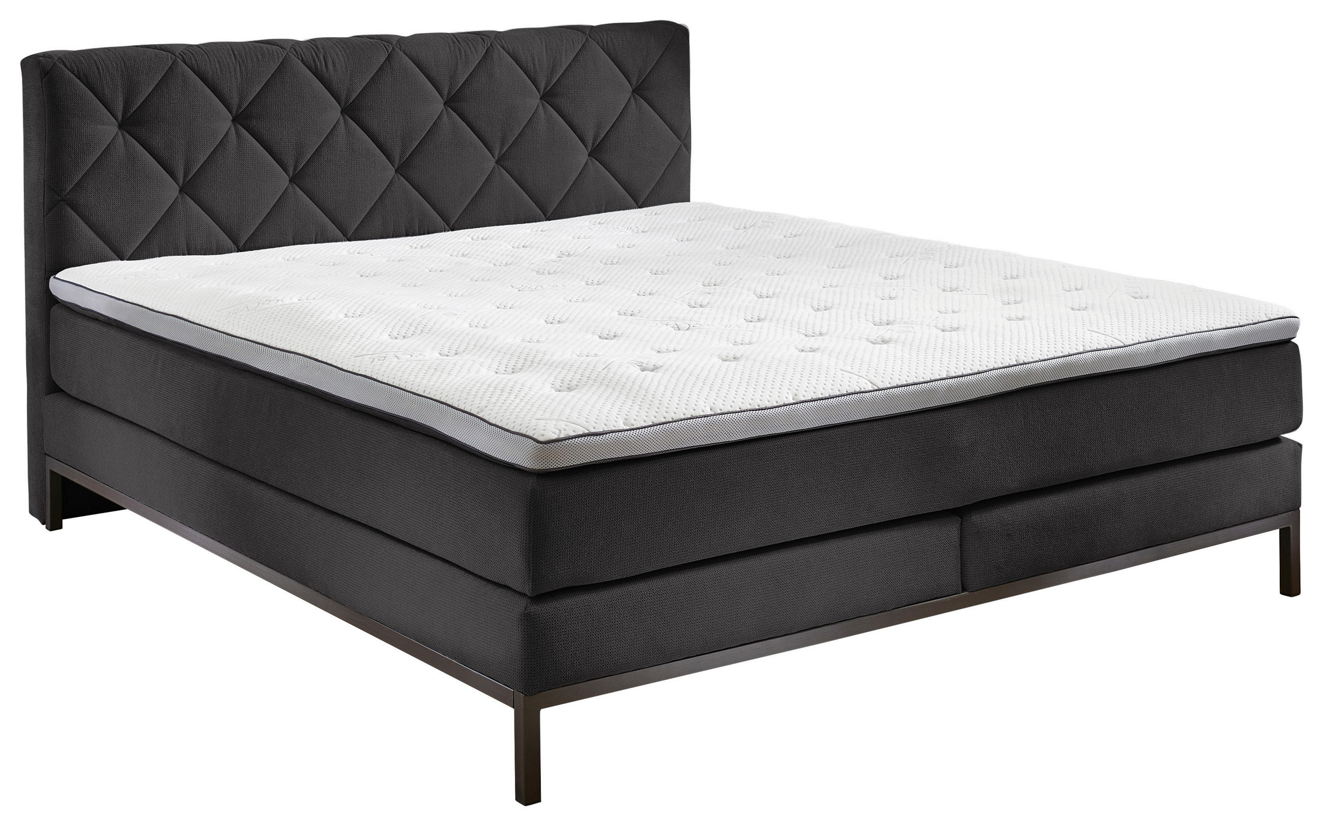 BOXSPRINGBETT 180/200 cm  in Anthrazit  - Anthrazit/Schwarz, Konventionell, Textil/Metall (180/200cm) - Carryhome