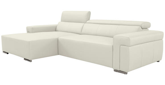 ECKSOFA DUA in Echtleder Weiß  170/293 cm  - Chromfarben/Weiß, Design, Leder/Metall (170/293cm) - Novel
