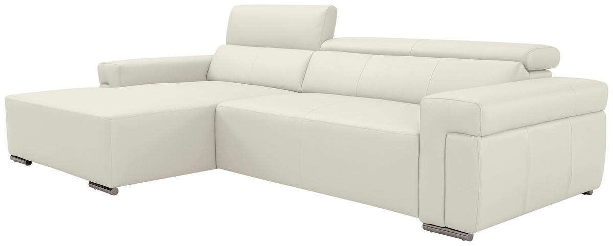 Ecksofa inkl. Funktion DUA Weiß Echtleder  - Chromfarben/Weiß, Design, Leder/Metall (170/293cm) - Novel