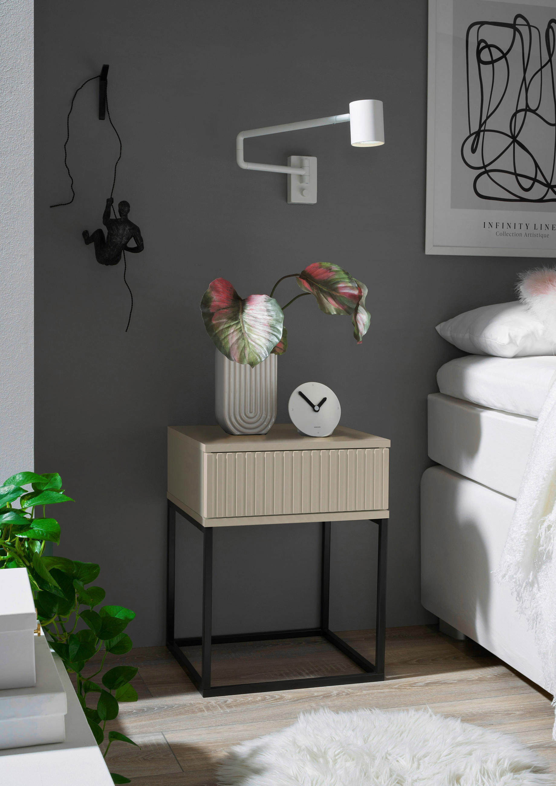 NACHTTISCH 40/51,7/38,5 cm  in Schwarz, Kaschmir  - Kaschmir/Schwarz, Modern, Holzwerkstoff/Metall (40/51,7/38,5cm) - Livetastic