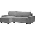 ECKSOFA in Cord, Webstoff Grau  - Schwarz/Grau, MODERN, Holz/Textil (157/265cm) - Carryhome