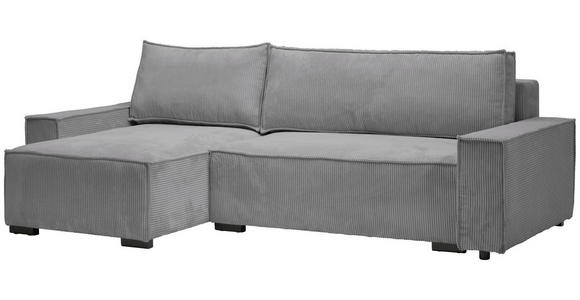 ECKSOFA in Cord, Webstoff Grau  - Schwarz/Grau, MODERN, Holz/Textil (157/265cm) - Carryhome