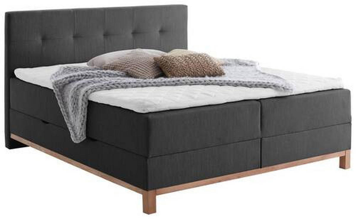 BOXBETT 180/200 cm  in Anthrazit  - Eichefarben/Anthrazit, MODERN, Holz/Textil (180/200cm) - Livetastic