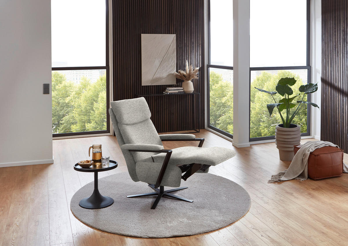 RELAXSESSEL in Textil Hellgrau  - Hellgrau/Schwarz, Design, Textil/Metall (68/117/85cm) - Cantus