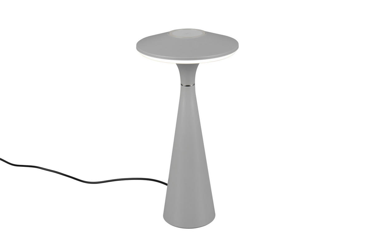 AKKU-TISCHLEUCHTE - Grau, Design, Kunststoff (14/28,5cm)