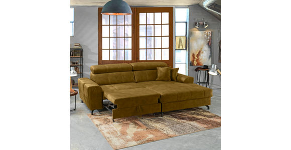 ECKSOFA in Velours Gelb, Grün  - Gelb/Schwarz, Design, Textil/Metall (267/181cm) - Carryhome