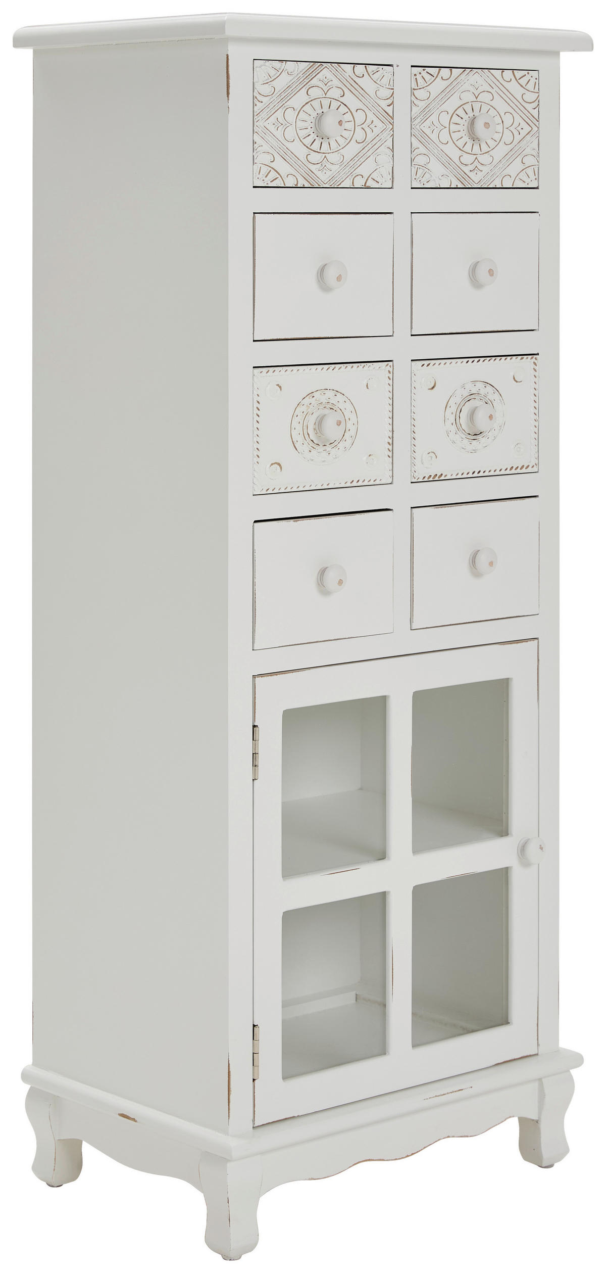 COMODĂ 50/120/35 cm  - alb, Romantik / Landhaus, sticlă/lemn (50/120/35cm) - Landscape