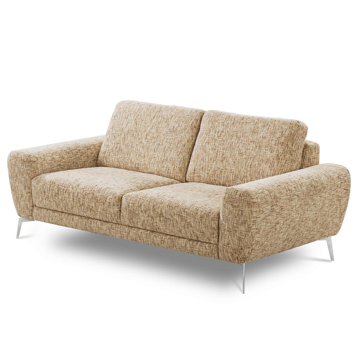 2-SITZER-SOFA Webstoff Hellbraun  - Chromfarben/Hellbraun, Design, Textil/Metall (157/85/92cm) - Livetastic