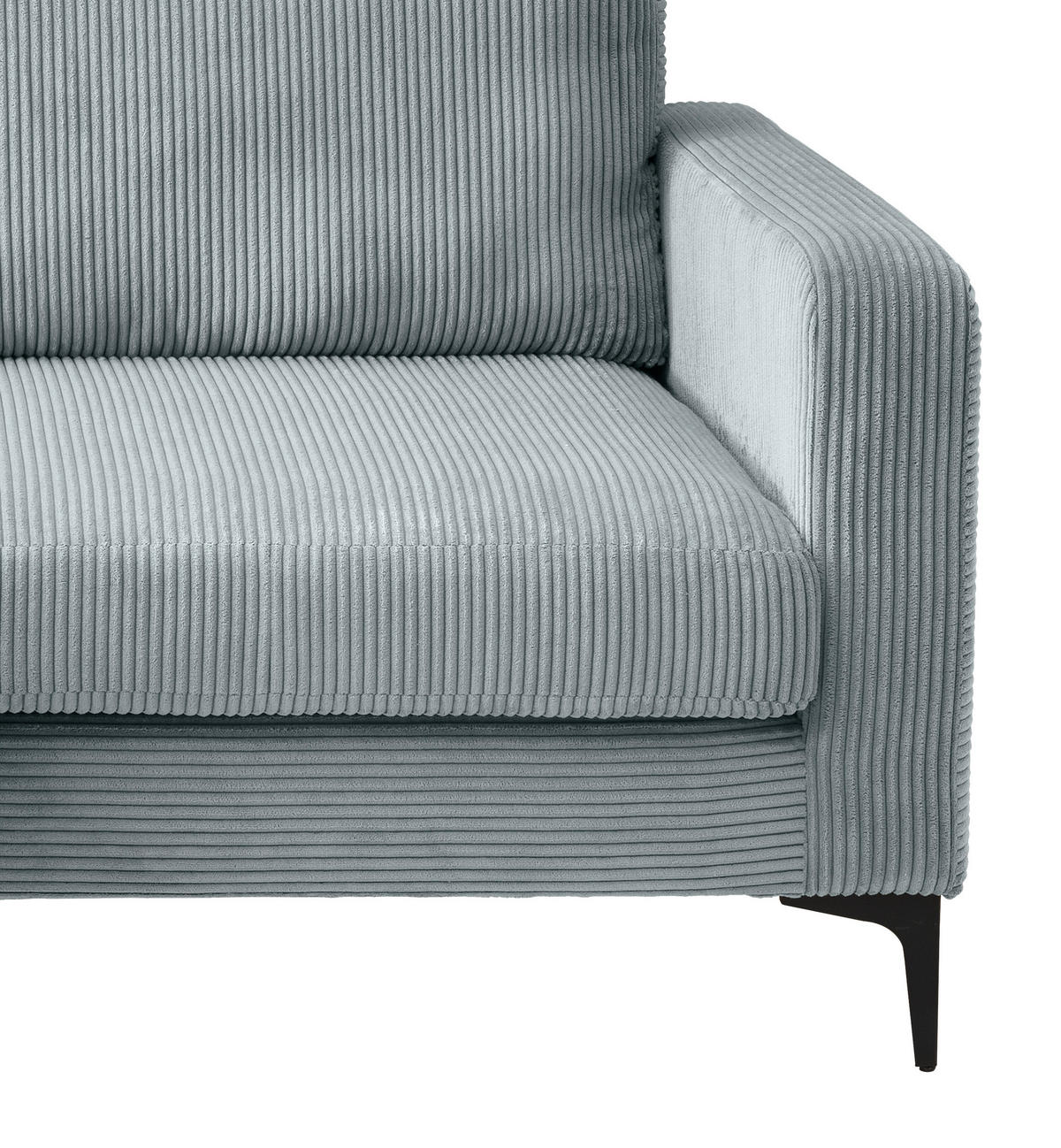 ECKSOFA Eliza Hellblau Cord  - Schwarz/Hellblau, Basics, Textil/Metall (204/153cm) - Livetastic