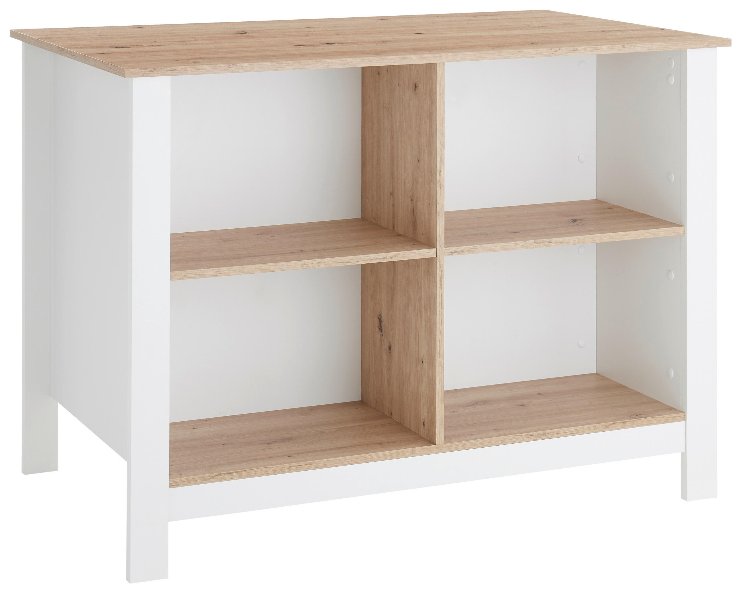 KUHINJSKI OTOK - bela/hrast artisan, Design, leseni material (124/90/75cm) - MID.YOU