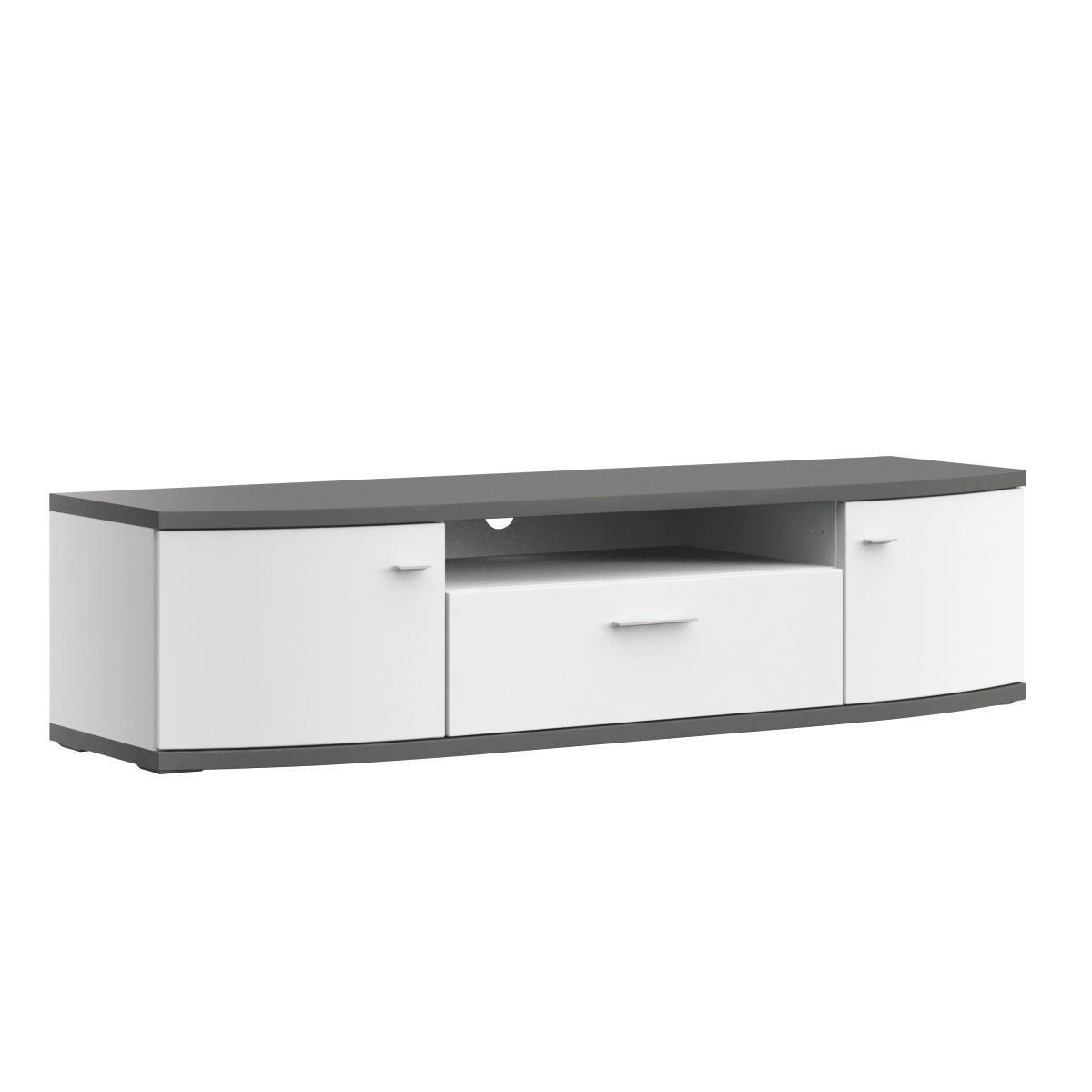 TV-ELEMENT - Weiß Hochglanz/Alufarben, Design, Holzwerkstoff/Kunststoff (165,1/40,5/50cm) - Xora
