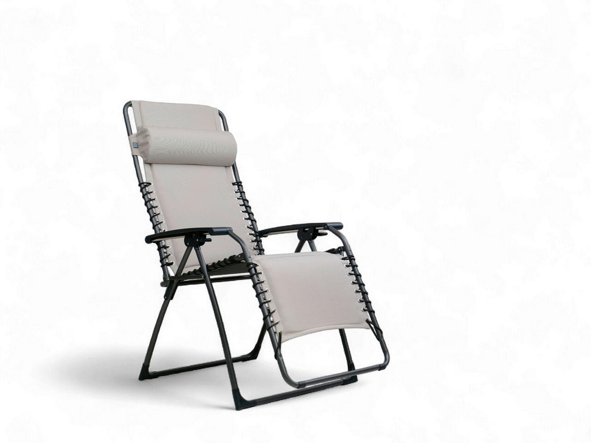 GARTEN-RELAXSESSEL 70/130/67 cm  - Anthrazit/Beige, Basics, Textil/Metall (70/130/67cm)