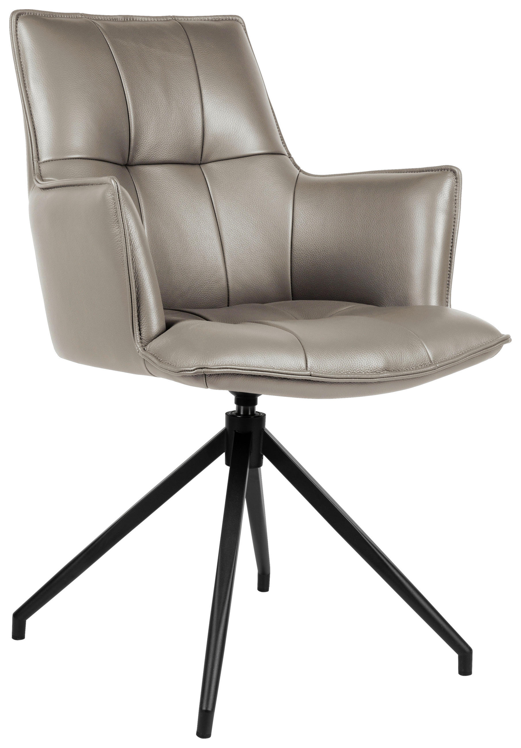 STOL MED ARMSTÖD järn äkta läder pigmenterad  - svart/taupe, Design, metall/läder (60/89,5/63cm) - Novel