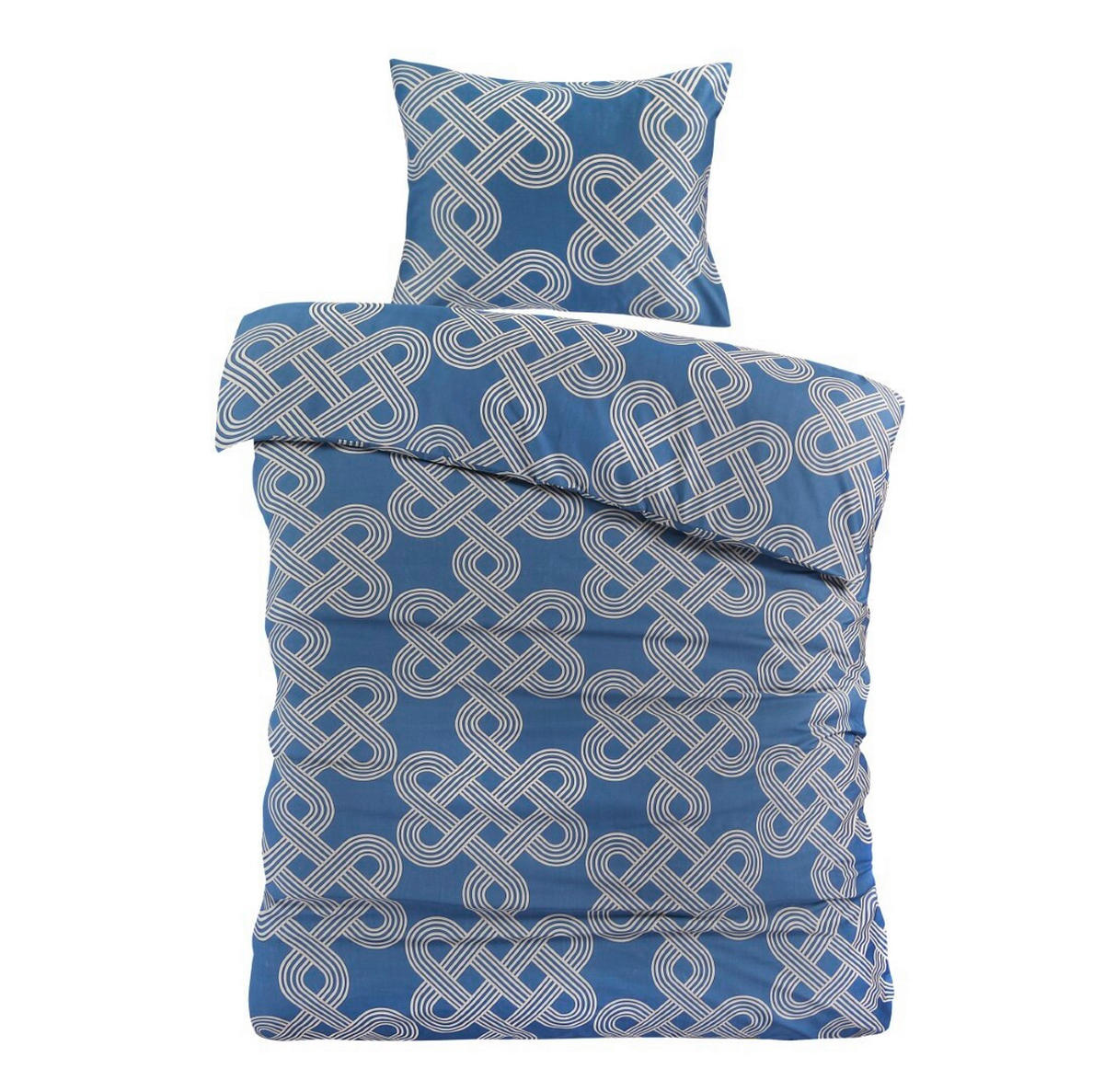 BETTWÄSCHE TIJN Satin 155/220 cm  - Sandfarben/Blau, Design, Textil (155/220cm) - Novel