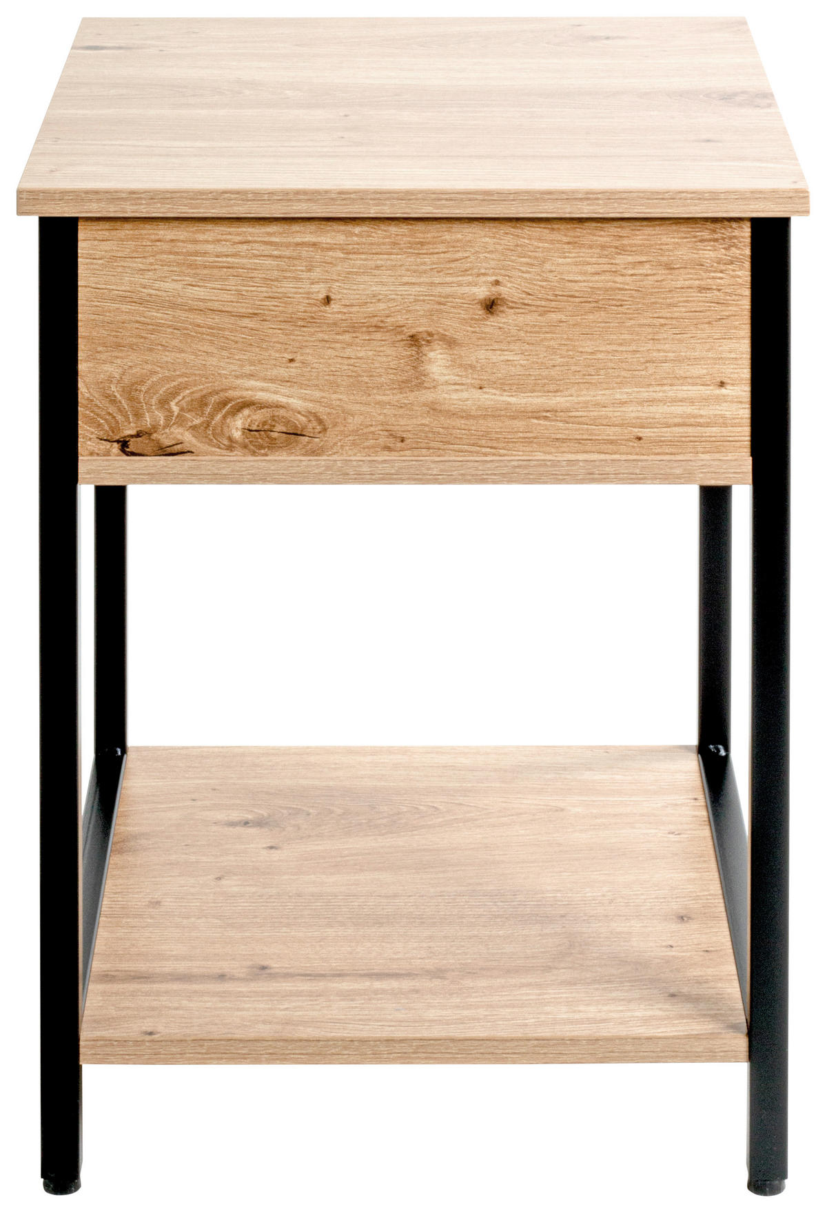 BEISTELLTISCH 40/40/55 cm Schwarz, Eichefarben quadratisch  - Eichefarben/Schwarz, Design, Holzwerkstoff/Metall (40/40/55cm)