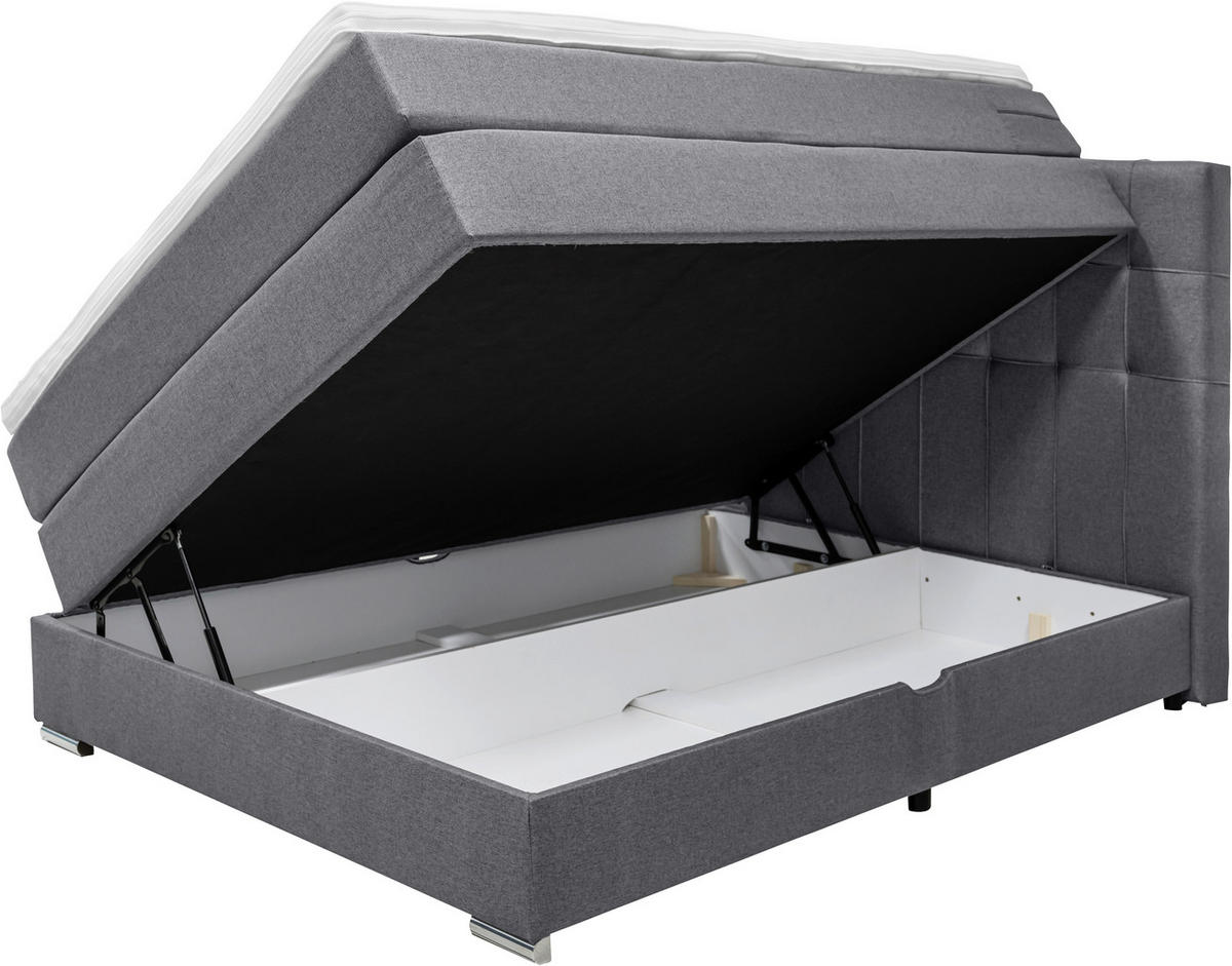 BOXSPRINGBETT 140/200 cm  in Grau  - Alufarben/Grau, Konventionell, Kunststoff/Textil (140/200cm) - Carryhome