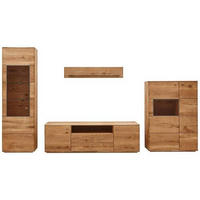 WOHNWAND Denver  in Eichefarben  350/201/48 cm  - Eichefarben/Silberfarben, KONVENTIONELL, Glas/Holz (350/201/48cm) - Linea Natura