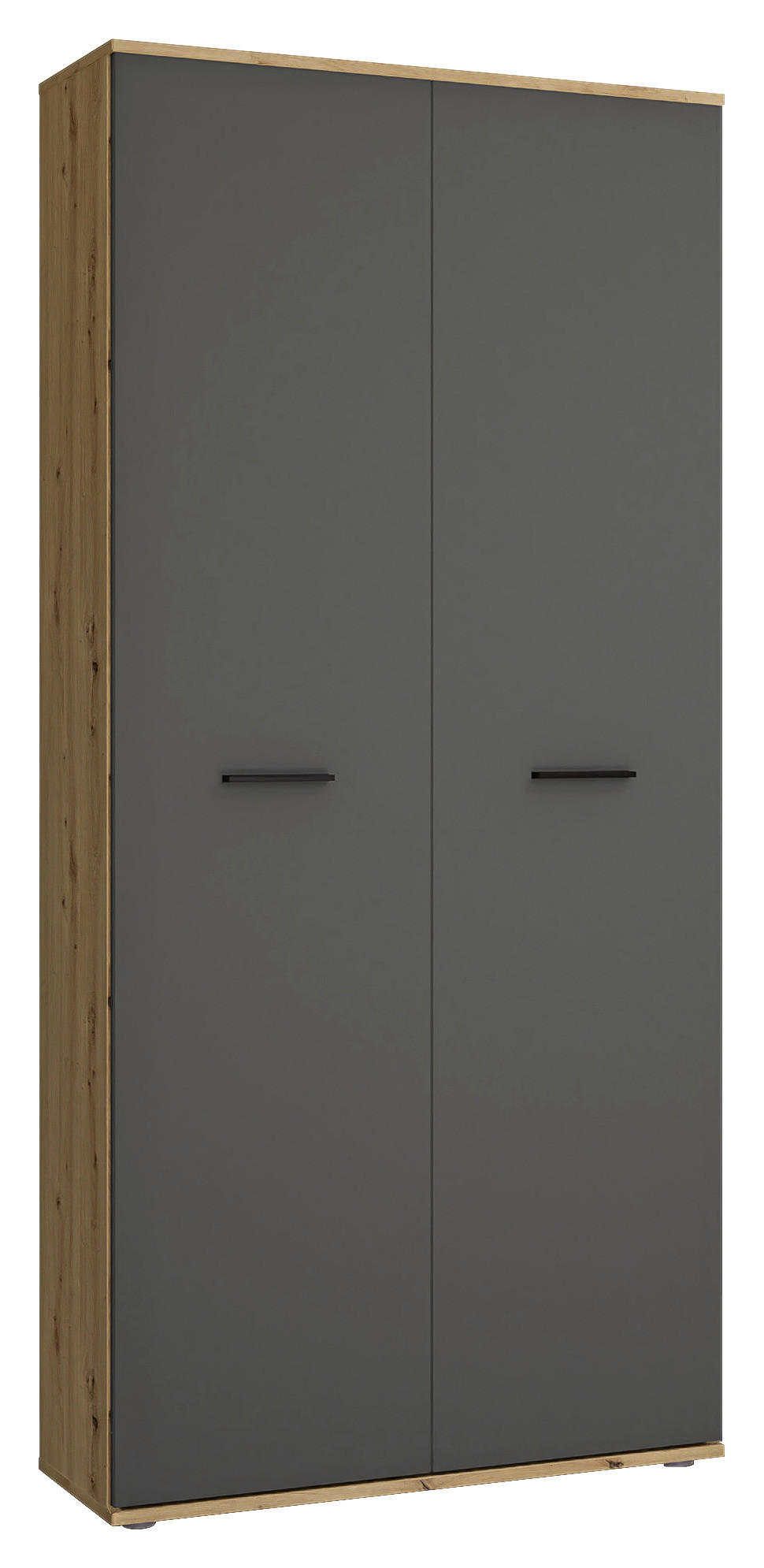 SCHUHSCHRANK Anthrazit, Eiche Artisan  - Anthrazit/Silberfarben, Basics, Holzwerkstoff/Kunststoff (90/195/35cm) - Xora