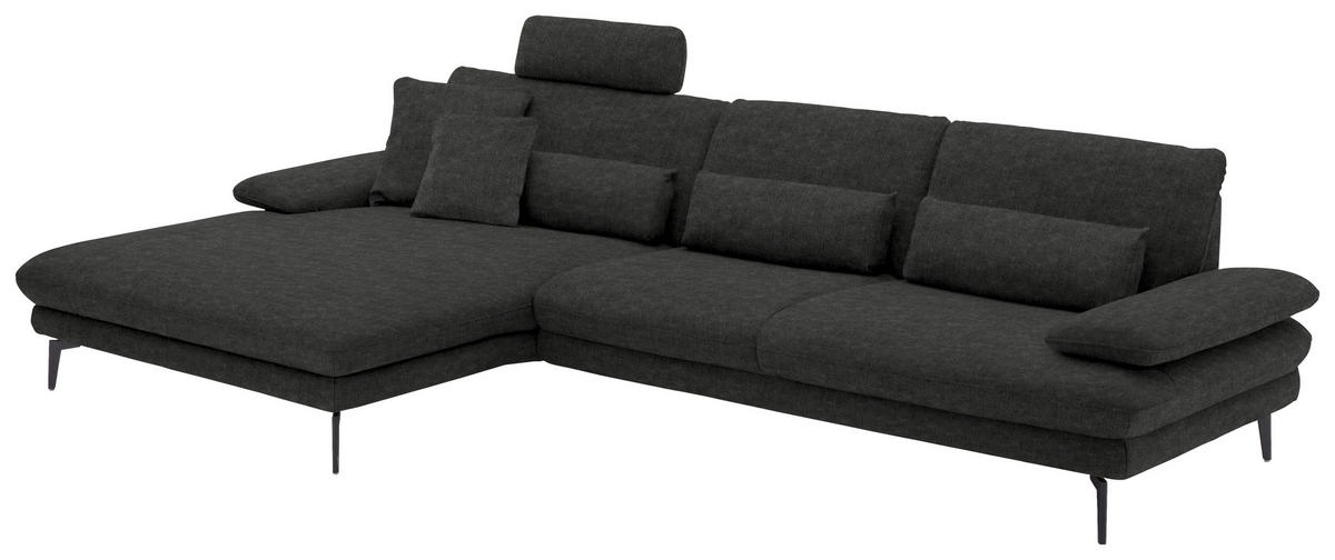ECKSOFA in Velours Anthrazit  - Anthrazit/Schwarz, Design, Textil/Metall (180/310cm) - Dieter Knoll