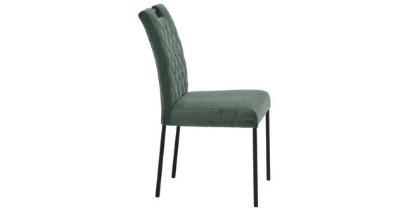 STUHL Webstoff Dunkelgrün - Dunkelgrün/Schwarz, KONVENTIONELL, Textil/Metall (46/91/61cm) - Carryhome