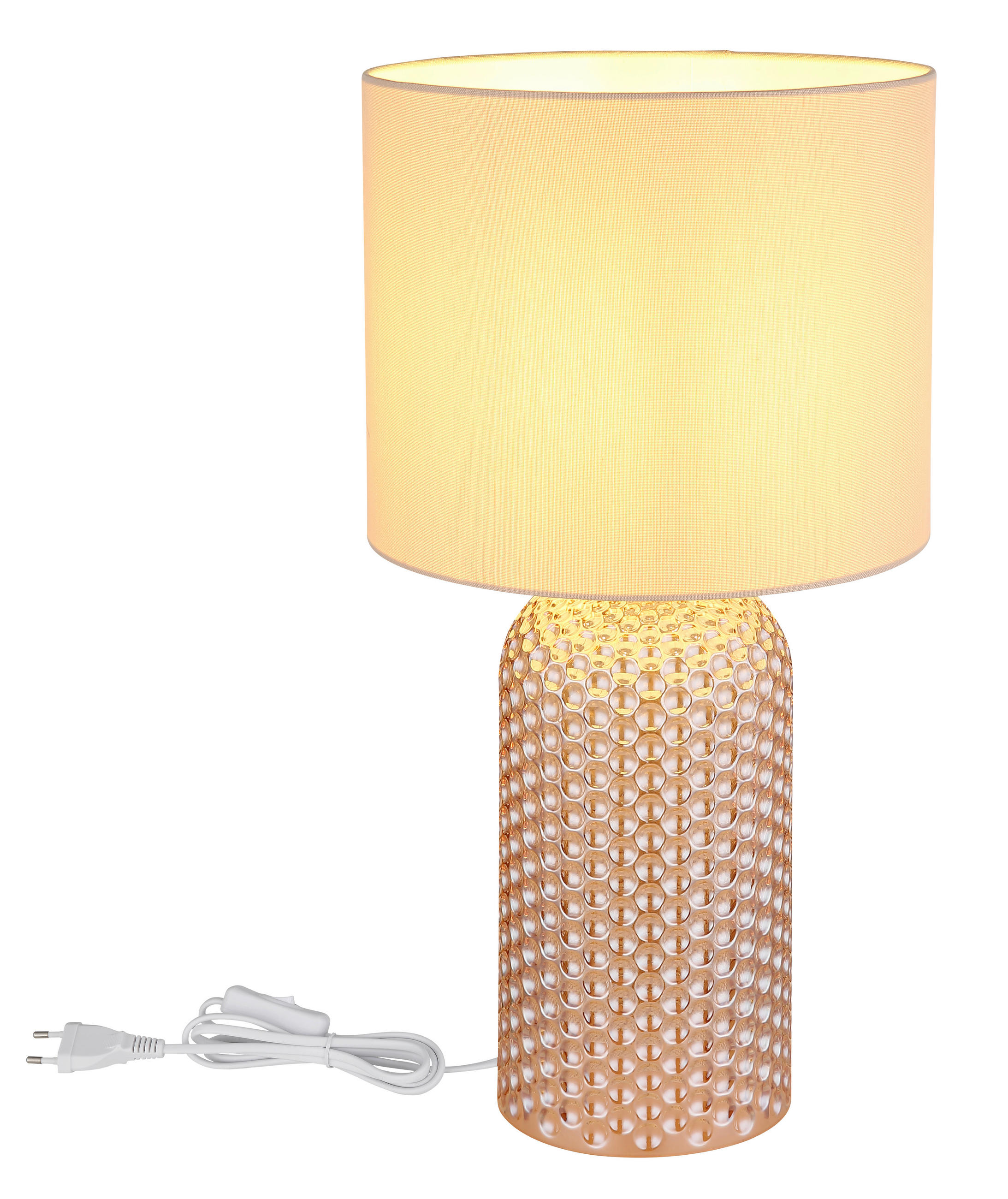 TISCHLEUCHTE - Weiss/Champagner, Basics, Glas/Kunststoff (26,5/50cm)