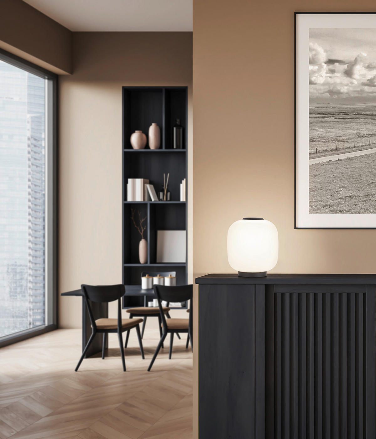 LED-TISCHLEUCHTE MILO 18/20 cm   - Schwarz/Weiß, KONVENTIONELL, Glas/Metall (18/20cm) - Helestra