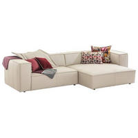 ECKSOFA in Echtleder Beige  - Beige/Schwarz, Modern, Leder/Kunststoff (300/164cm) - W.Schillig