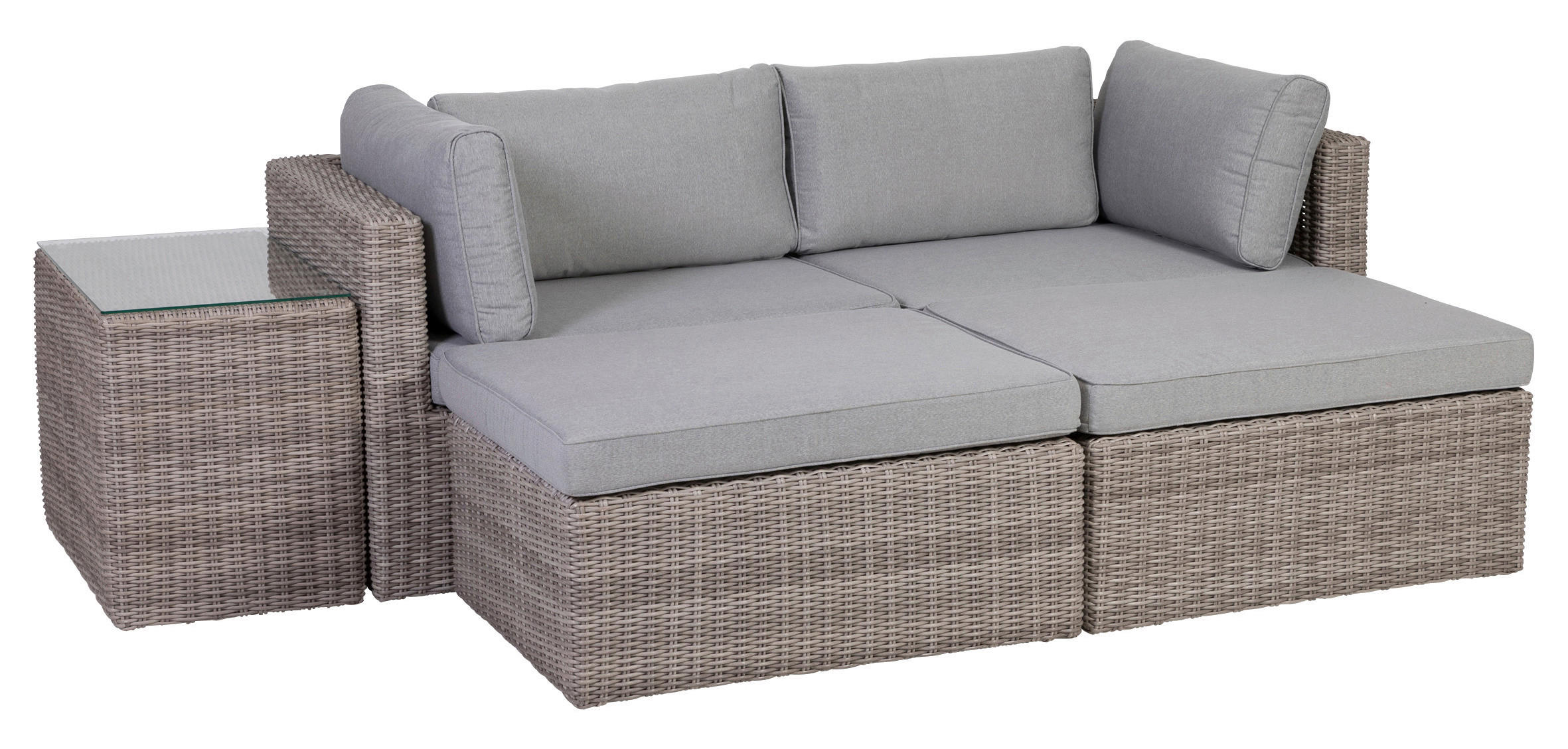 LOUNGEGARNITUR   93/65/71 cm Stahl  - Grau, Basics, Glas/Textil (93/65/71cm) - Gardenson