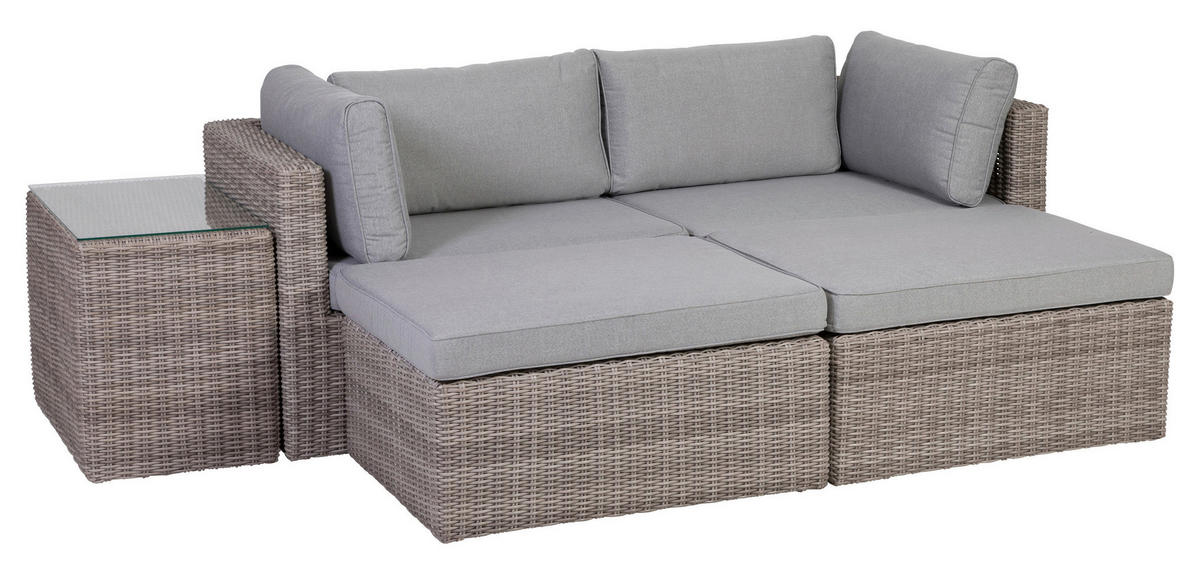 LOUNGEGARNITUR   93/65/71 cm Stahl  - Grau, Basics, Glas/Textil (93/65/71cm) - Gardenson