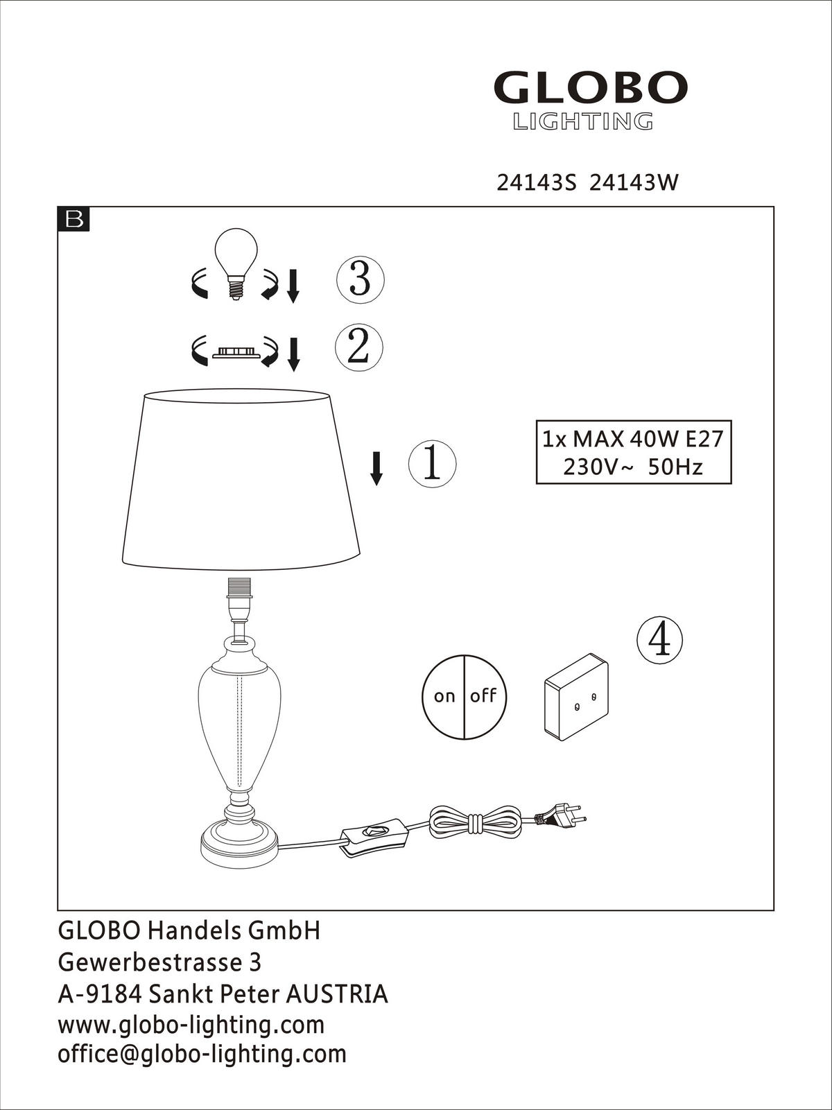 TISCHLEUCHTE - Klar/Messingfarben, Konventionell, Glas/Textil (38/66cm) - Globo