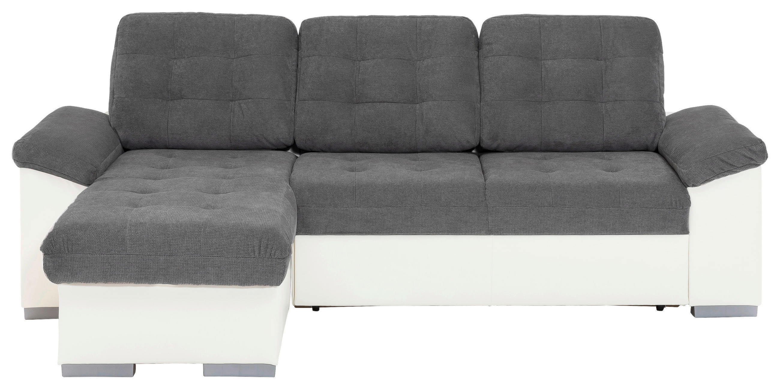 ECKSCHLAFSOFA Creme, Dunkelgrau Mikrofaser  - Dunkelgrau/Creme, MODERN, Kunststoff/Textil (148/232cm) - MID.YOU