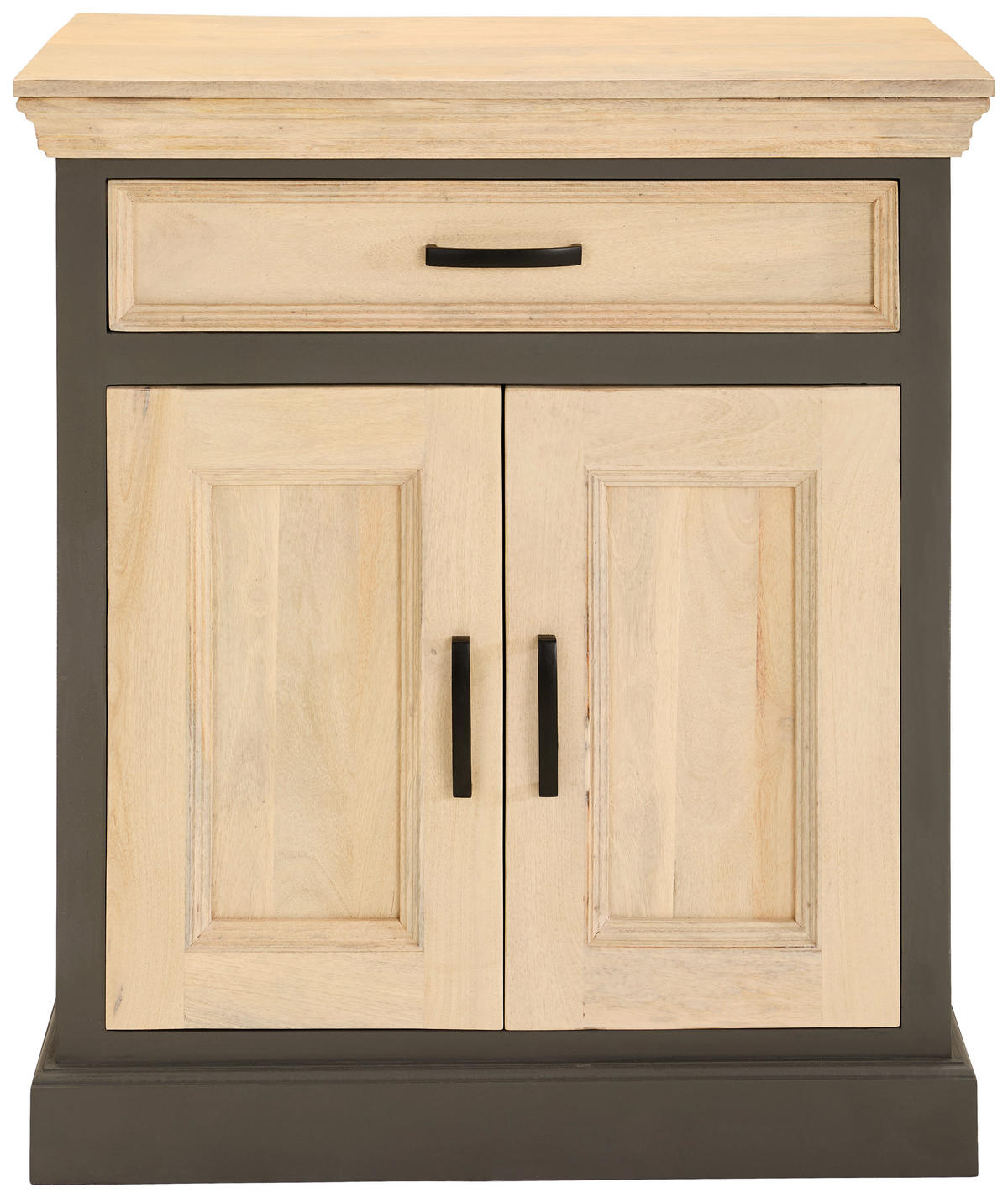KONSOLE Mangoholz massiv Grau, Naturfarben  - Naturfarben/Grau, Natur, Holz (80/90/40cm) - Livetastic