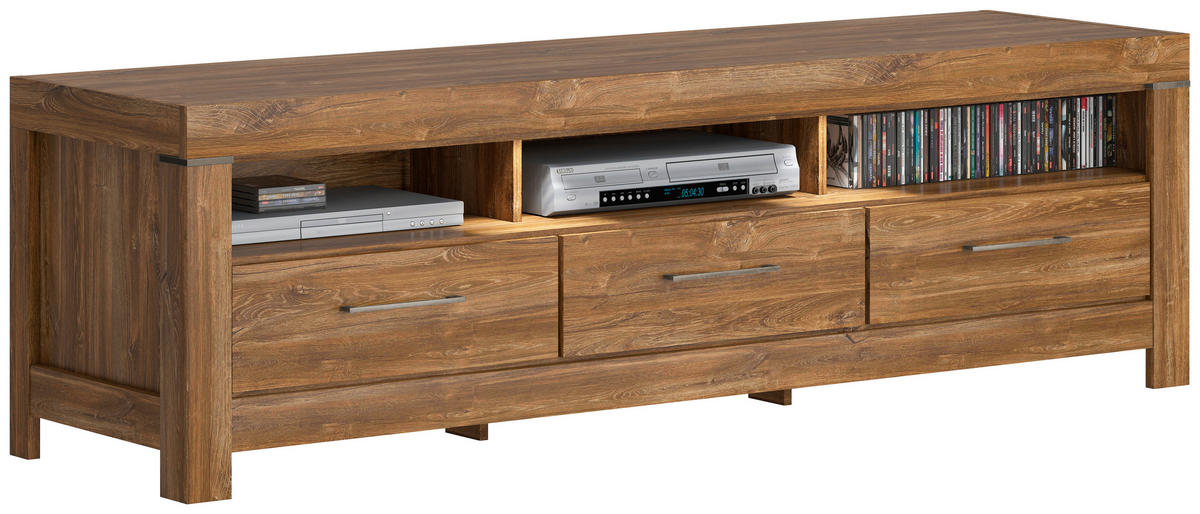 KOMODA POD TELEVIZI, barvy dubu, 200/60/54 cm - barvy dubu/barvy niklu, Design, kov/kompozitní dřevo (200/60/54cm) - Welnova