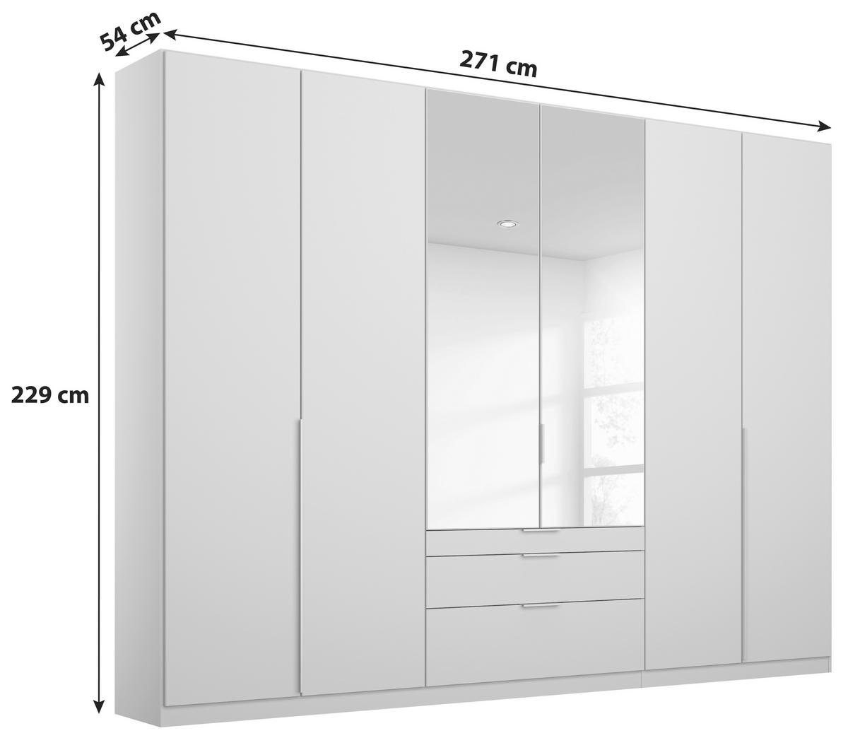 DREHTÜRENSCHRANK 271/229/54 cm 6-türig Hellgrau, Silberfarben  - Silberfarben/Hellgrau, MODERN, Holzwerkstoff (271/229/54cm) - Rauch Möbel