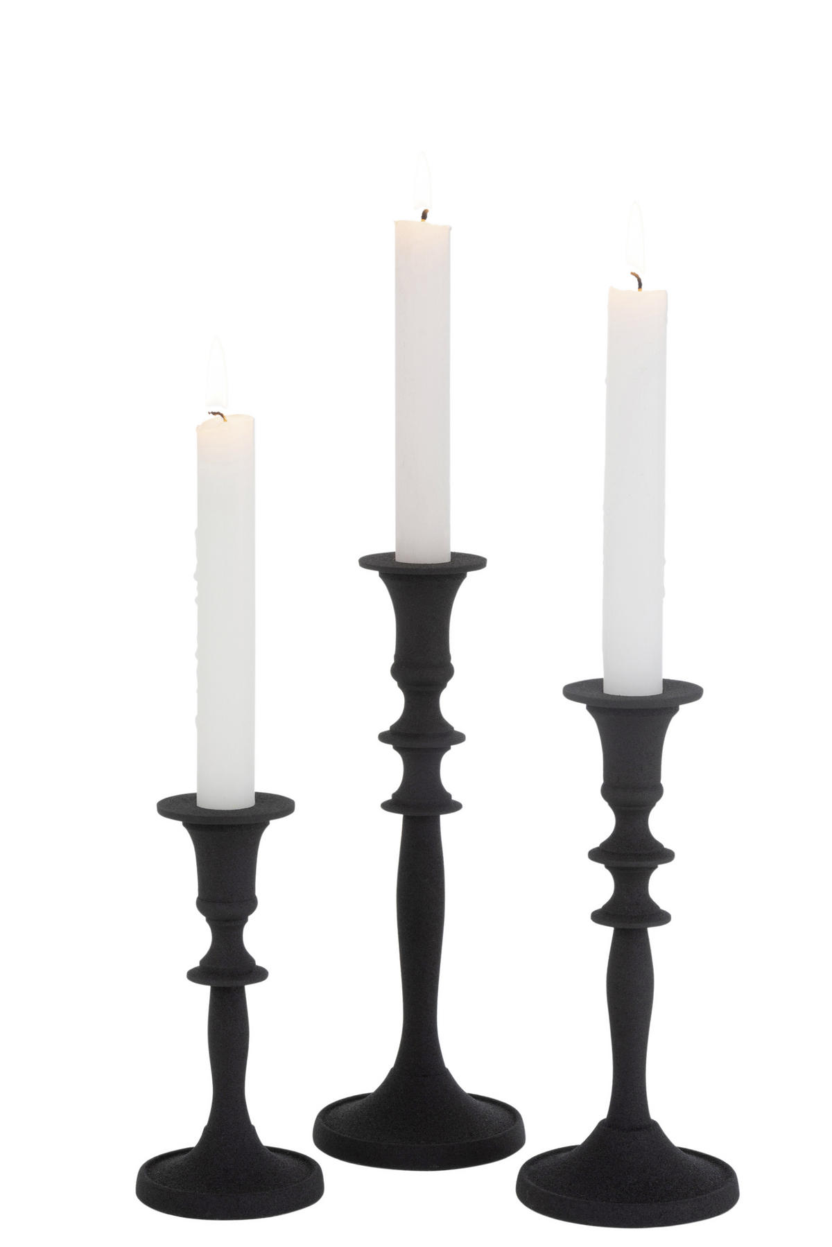 KERZENHALTER-SET - Schwarz, Basics, Metall (9/9/23cm)
