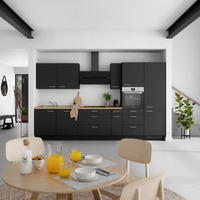 KÜCHENLEERBLOCK Touch 360 cm  in Schwarz, Eichefarben  - Edelstahlfarben/Eichefarben, MODERN, Holzwerkstoff/Metall (360cm) - Nobilia