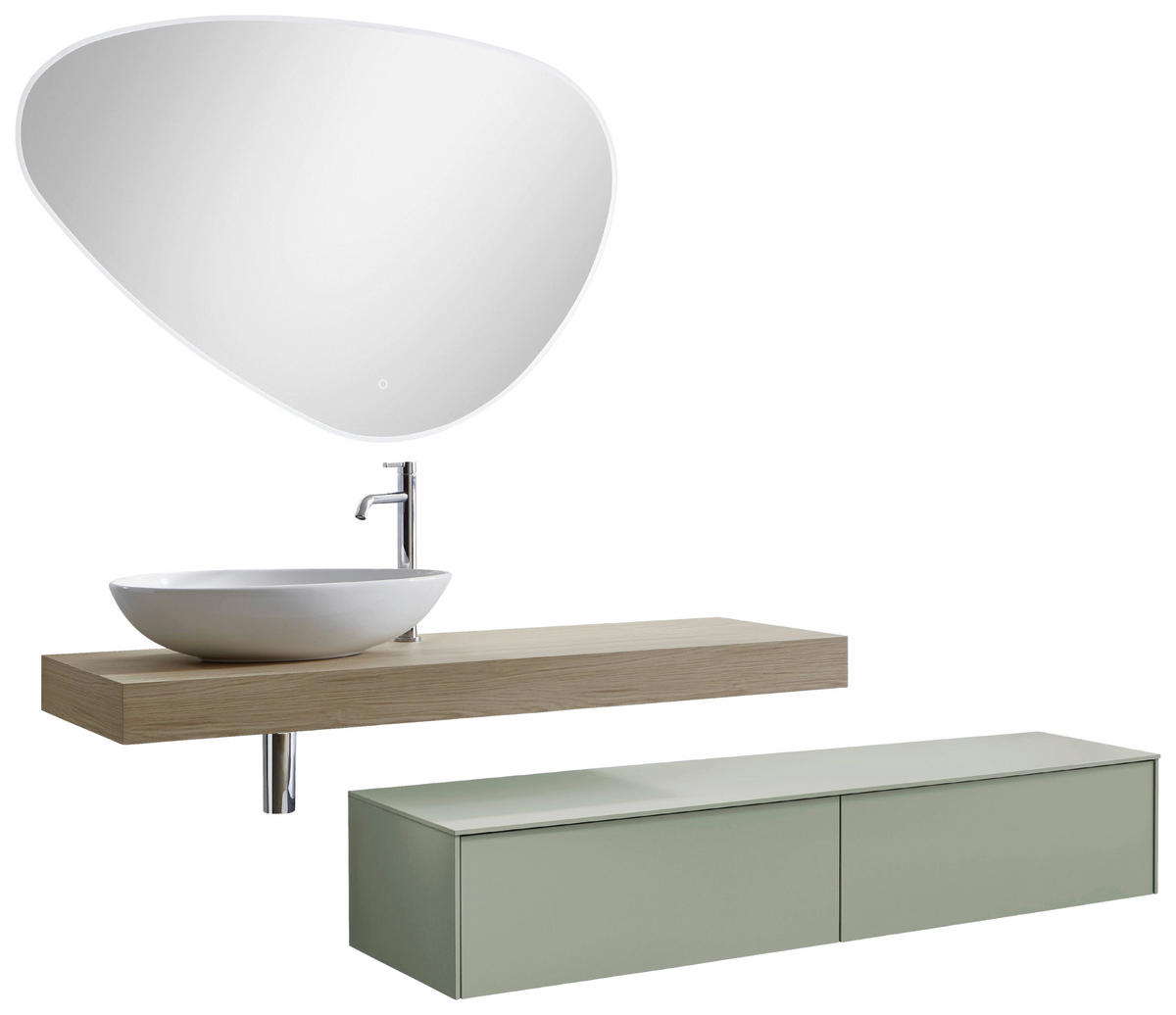 BADEZIMMER 6-teilig  in 162 cm  - Eichefarben/Olivgrün, MODERN, Keramik/Holzwerkstoff (162cm) - Celina Home