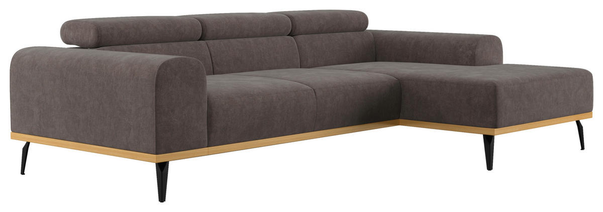 ECKSOFA Anthrazit Mikrofaser  - Anthrazit/Schwarz, KONVENTIONELL, Textil/Metall (244/157cm) - Cotta