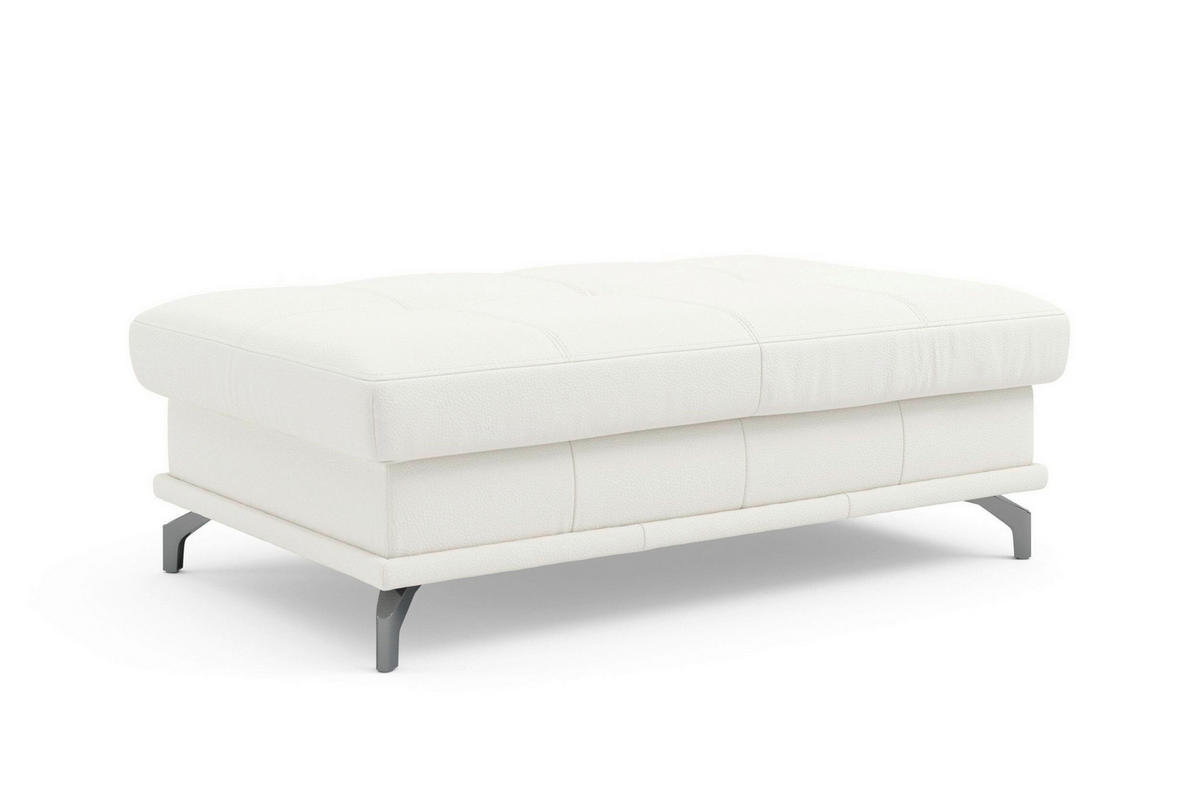 HOCKER COSTELLO E Echtleder Weiß  - Schwarz/Weiß, Basics, Leder/Metall (133/47/72cm) - Sit & More