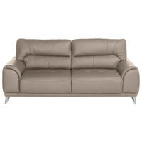 3-SITZER-SOFA  in Lederlook Sandfarben  - Sandfarben/Chromfarben, MODERN, Textil/Metall (210/92/96cm) - MID.YOU