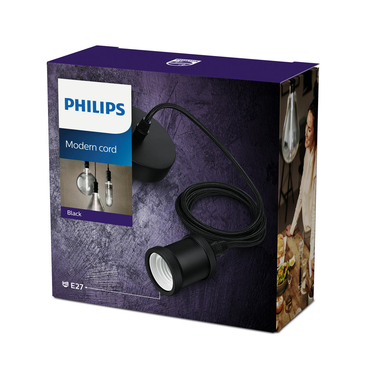 SCHNURPENDEL Modern Cord 11/200 cm   - Schwarz, Basics, Textil/Metall (11/200cm) - Philips
