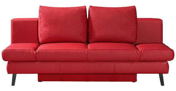 SCHLAFSOFA in Echtleder Rot - Rot/Schwarz, MODERN, Leder/Metall (200/85/90cm) - Novel