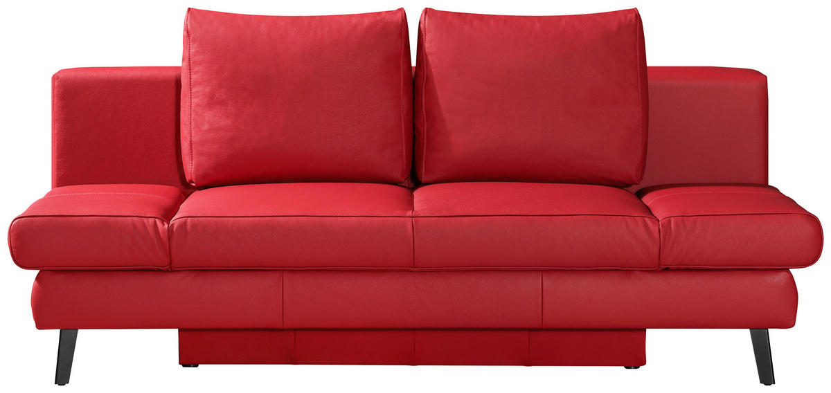 SCHLAFSOFA in Echtleder Rot  - Rot/Schwarz, MODERN, Leder/Metall (200/85/90cm) - Novel