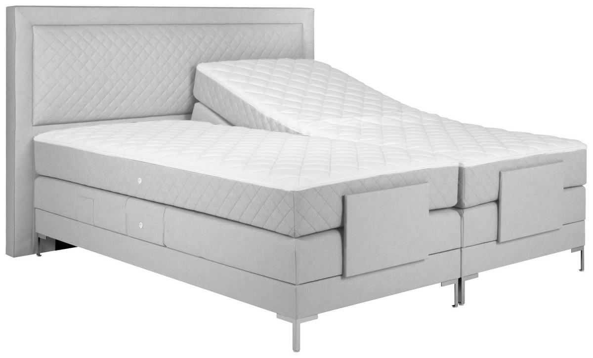 BOXSPRINGBETT 160/200 cm  in Hellgrau  - Hellgrau/Alufarben, Design, Textil/Metall (160/200cm) - Welnova