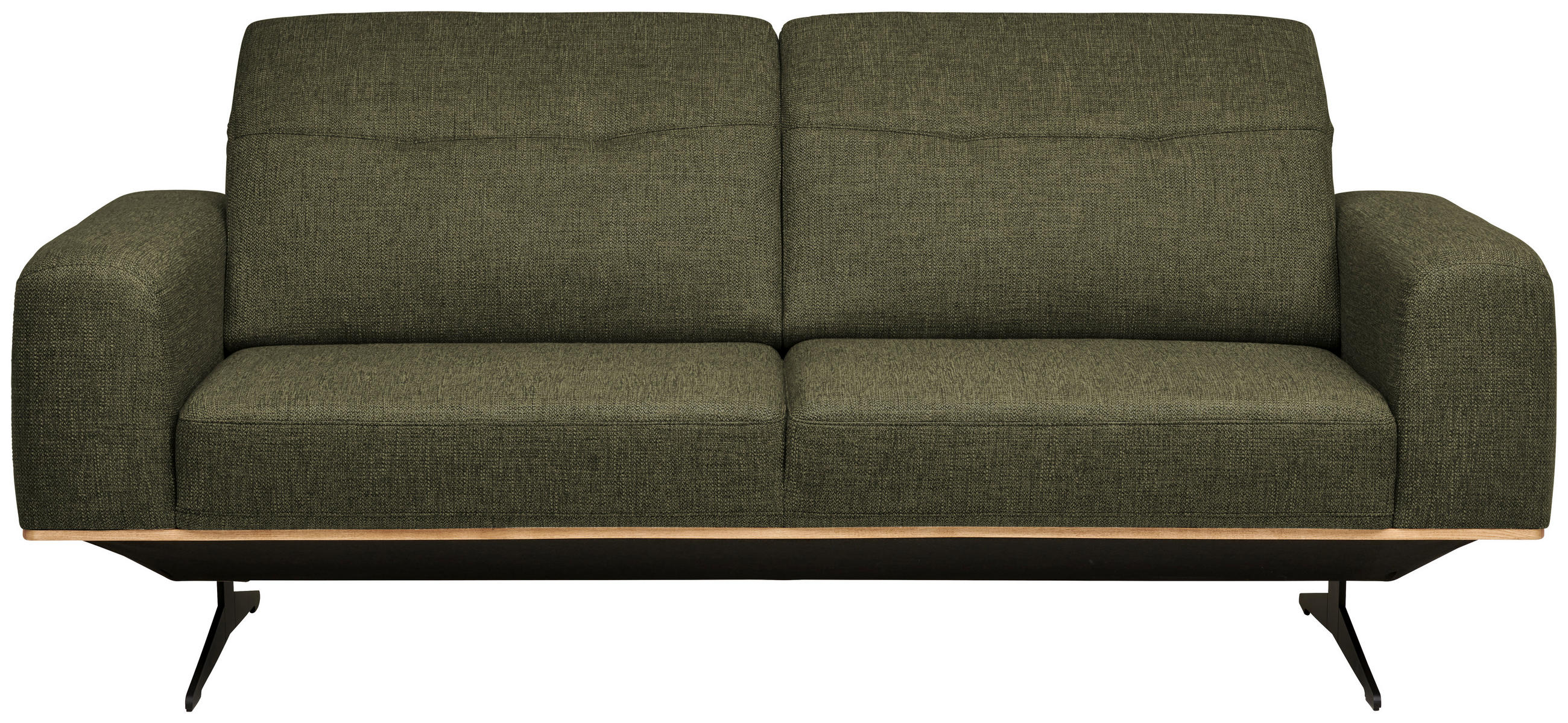 3-SITZER-SOFA in Struktur Olivgrün  - Schwarz/Olivgrün, Design, Textil/Metall (205/76-97/102cm) - Novel