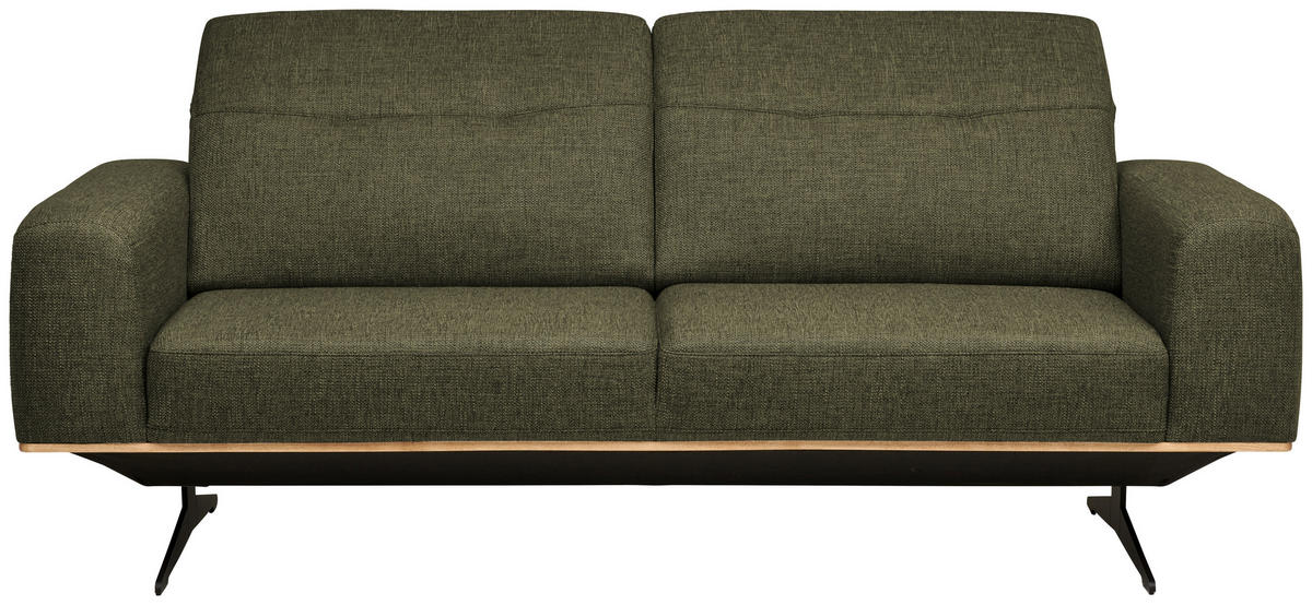 3-SITZER-SOFA Struktur Olivgrün  - Schwarz/Olivgrün, Design, Textil/Metall (205/76-97/102cm) - Novel