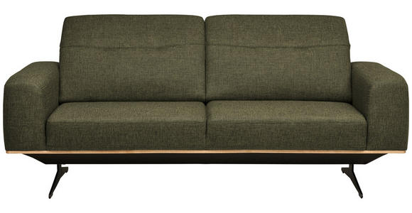 3-SITZER-SOFA Struktur Olivgrün - Schwarz/Olivgrün, Design, Textil/Metall (205/76-97/102cm) - Novel