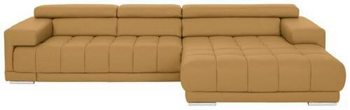 ECKSOFA in Echtleder Gelb  - Chromfarben/Gelb, Design, Leder/Metall (330/190cm) - Beldomo Speed