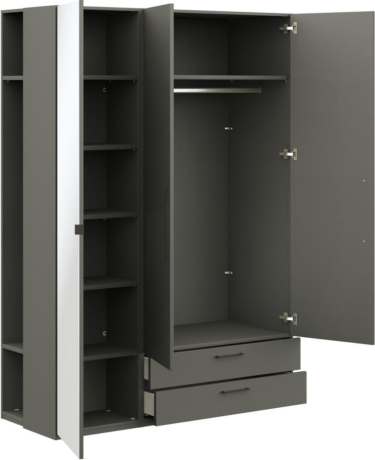 KLEIDERSCHRANK in Anthrazit  - Anthrazit, Design, Glas/Holzwerkstoff (152,6/213,6/59,3cm) - Cantus